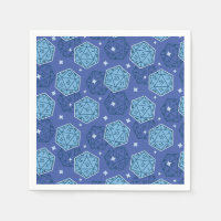 D&D Birthday Party Blue D20 Dice Paper Napkin