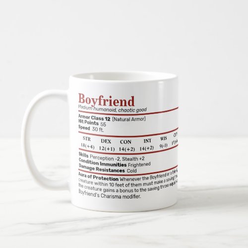 DD Boyfriend Stat Block Mug