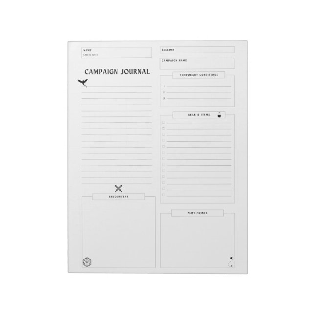 D&D Campaign Journal (Ready to Use) Notepad (Rotated)