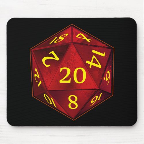 DD d20 Crimson and Gold FIRE die Mouse Pad