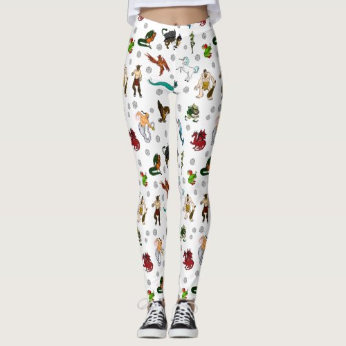 DD Dungeons and Dragons Dice and creatures Leggings