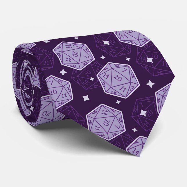 D&D Tie, D20 NeckTie, DnD Gift For Dungeon Master  Neck Tie (Rolled)