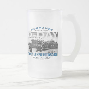D-Day 70th Anniversary Battle of Normandy Frosted Glass Beer Mug