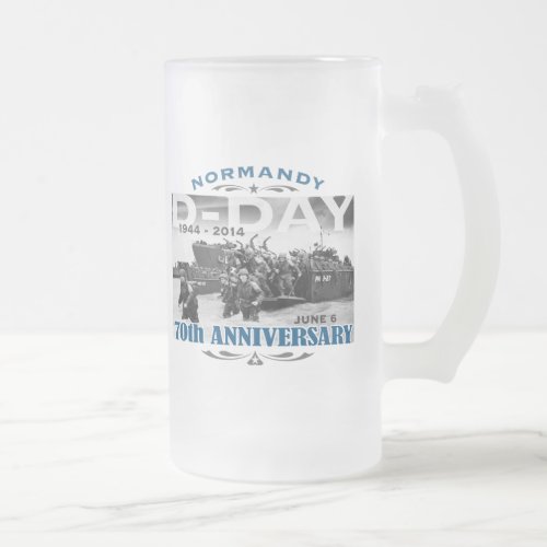 D_Day 70th Anniversary Battle of Normandy Frosted Glass Beer Mug