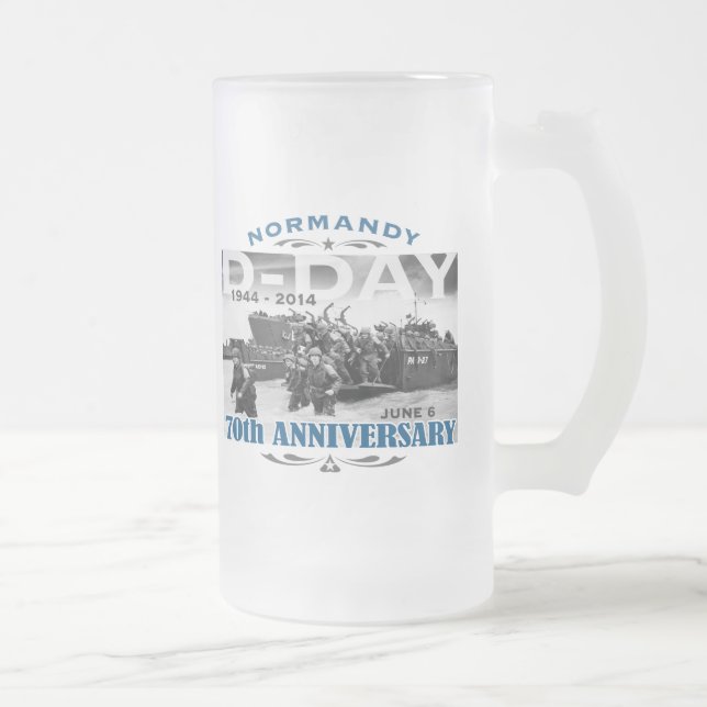 D-Day 70th Anniversary Battle of Normandy Frosted Glass Beer Mug (Right)