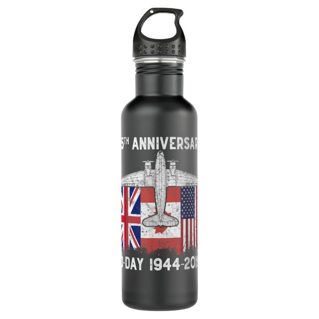 D-day 75th Anniversary Normandy Landing Aircraft P Stainless Steel Water Bottle (Front)