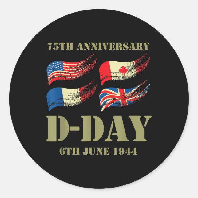 D-day 75th Anniversary - Wwii Memorial  Classic Round Sticker (Front)