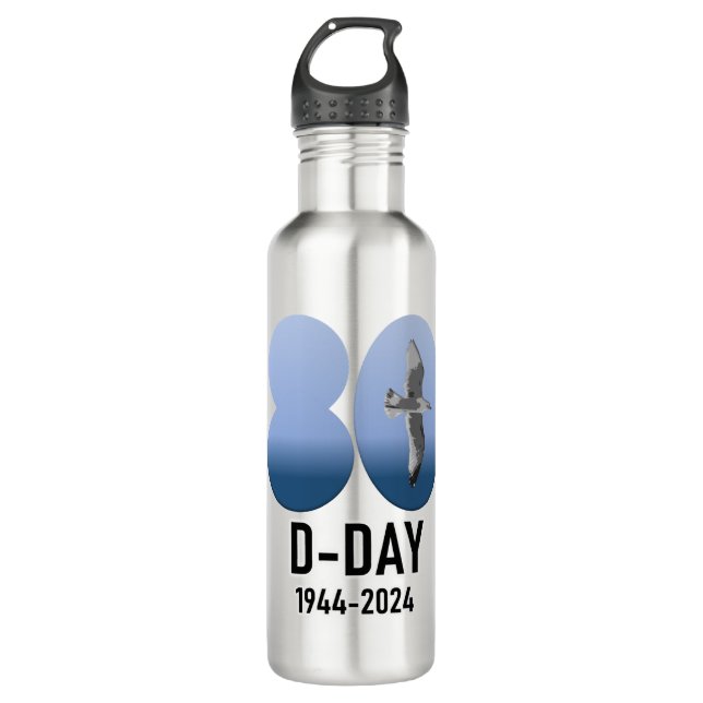 D-Day 80 - 1944-2024 Stainless Steel Water Bottle (Front)