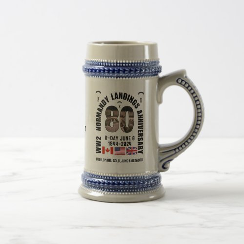 D_DAY 80th Anniversary NORMANDY LANDINGS WW2  Beer Stein
