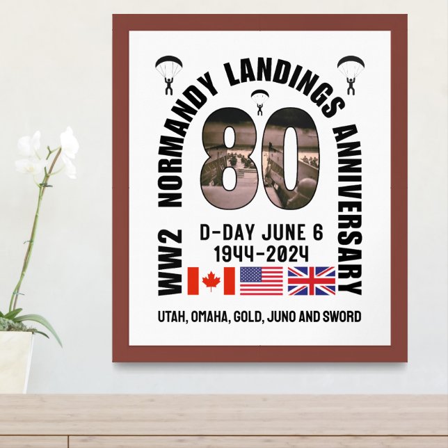 D-DAY 80th Anniversary NORMANDY LANDINGS WW2  Framed Art (Entryway)