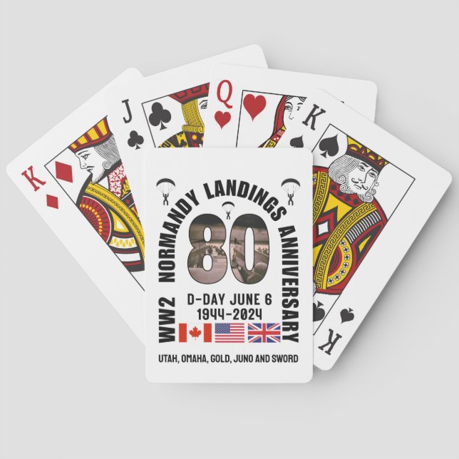 D-DAY 80th Anniversary NORMANDY LANDINGS WW2  Poker Cards (Back)