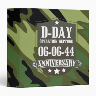 D-Day Anniversary Badge With camouflage 3 Ring Binder