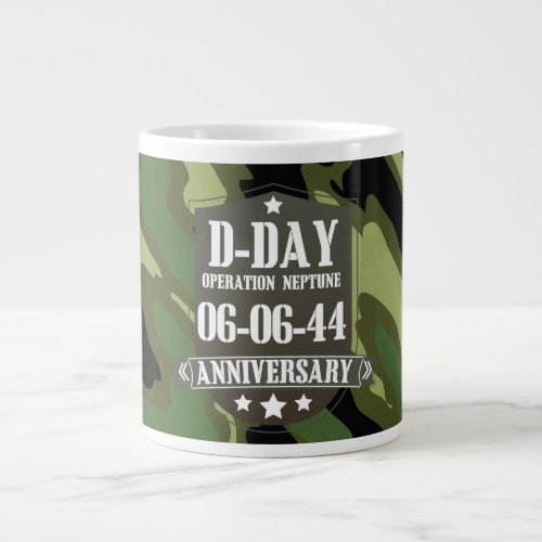 D_Day Anniversary Badge With camouflage Giant Coffee Mug