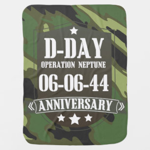 D-Day Anniversary Badge With camouflage Swaddle Blanket