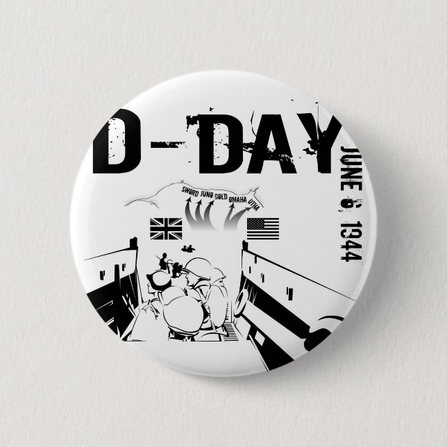 D-DAY June 6, 1944 Pinback Button (Front)