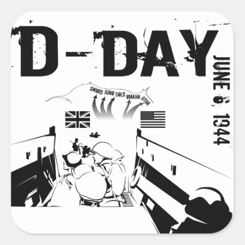 D_DAY June 6 1944 Square Sticker