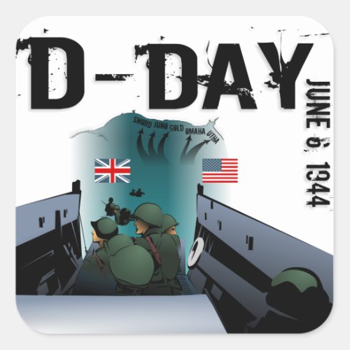 D_DAY June 6 1944 Square Sticker