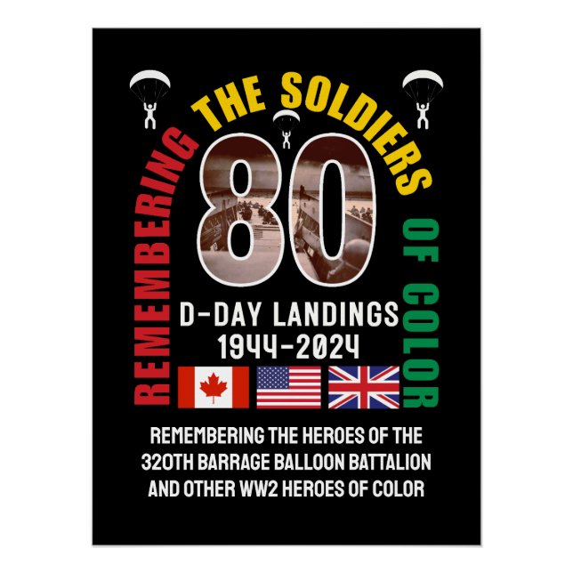 D-DAY LANDINGS 80th Anniversary Soldiers of Color Poster (Front)