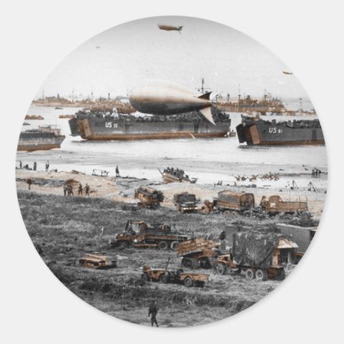 D_Day Landings Assorted Images Classic Round Sticker