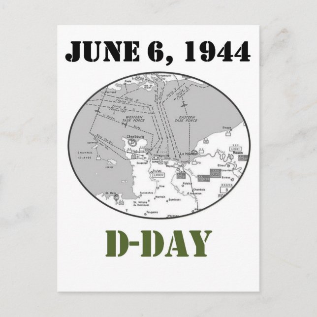 D-Day Map Postcard (Front)