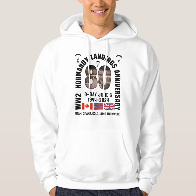 D-DAY NORMANDY LANDINGS WW2 80th Anniversary  Hoodie (Front)