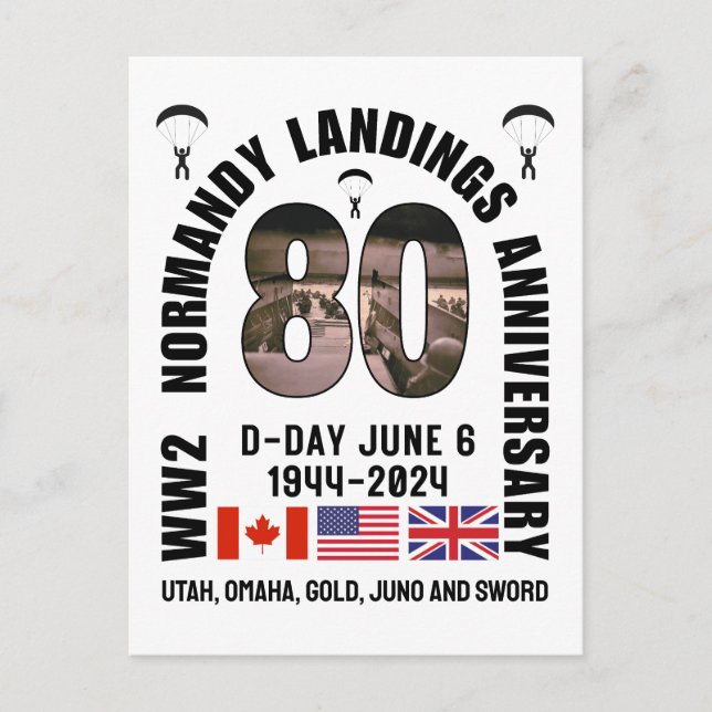D-DAY NORMANDY LANDINGS WW2 80th Anniversary  Postcard (Front)