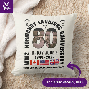 D-DAY NORMANDY LANDINGS WW2 80th Anniversary Throw Pillow