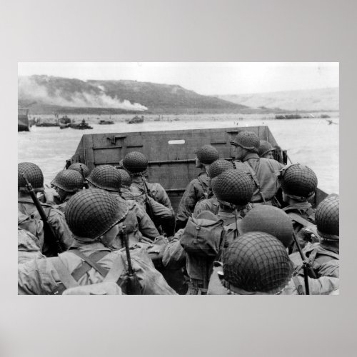 D_DAY Omaha Beach Landing Craft World War II Poster