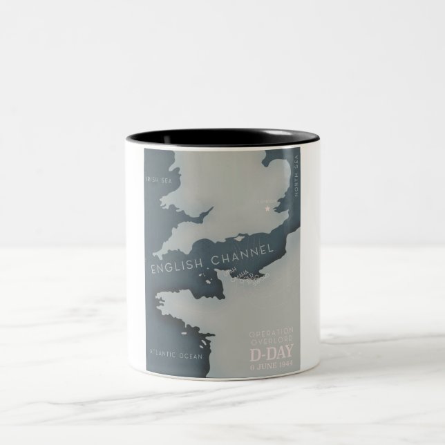 D-Day Operation overlord Military poster. Two-Tone Coffee Mug (Center)