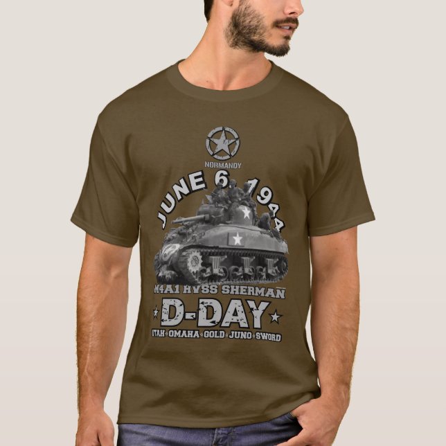 D-Day veterans day HVSS Sherman T-Shirt (Front)
