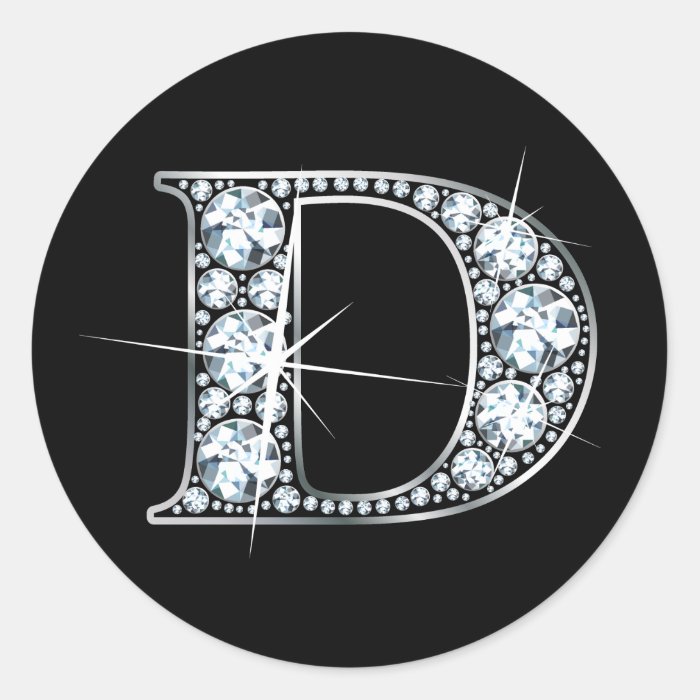 "D" Faux "Diamond Bling" Sticker