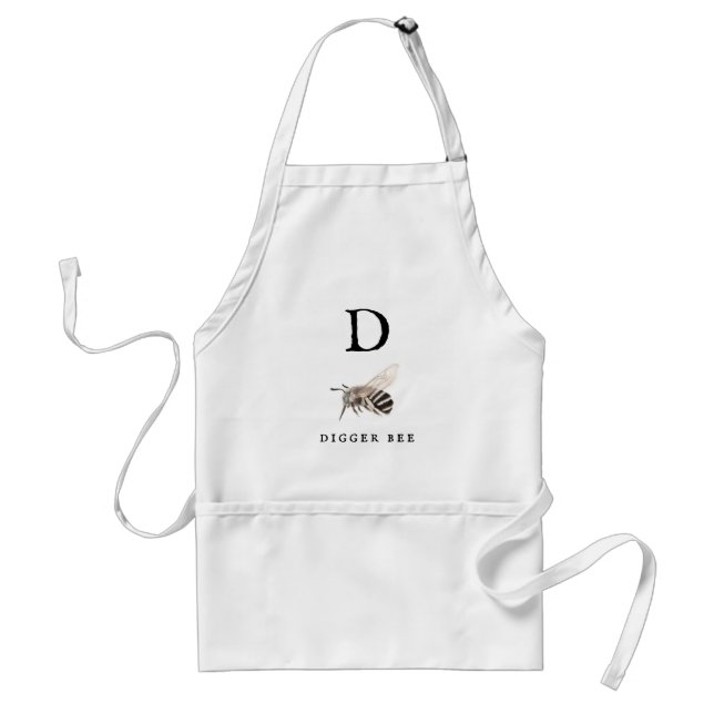 "D" Digger Bee  Adult Apron (Front)