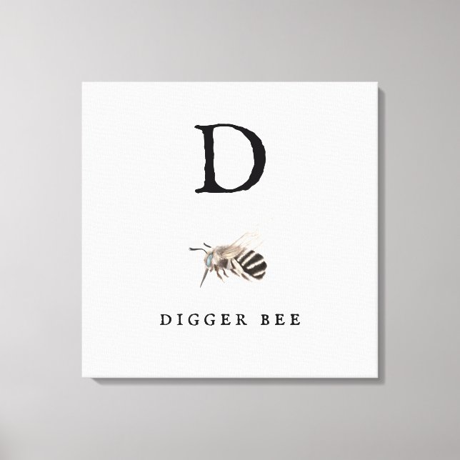 "D" Digger Bee  Canvas Print (Front)