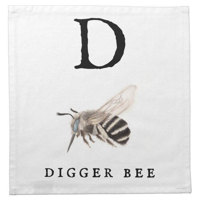 "D" Digger Bee  Cloth Napkin (Front)