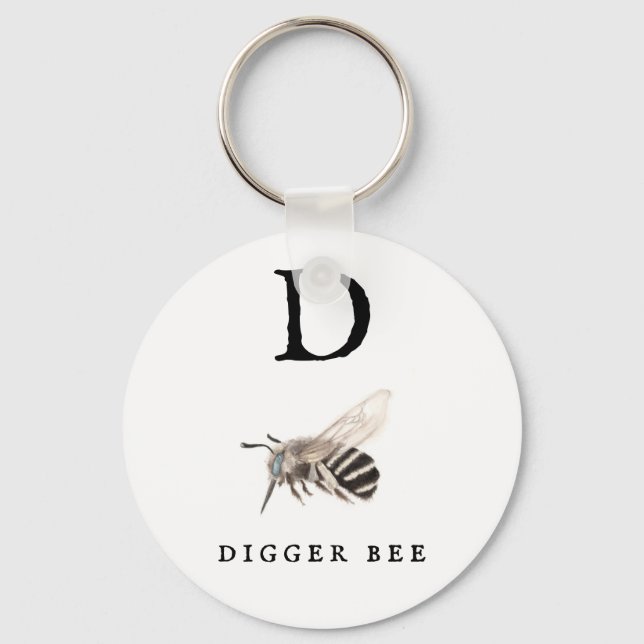 "D" Digger Bee  Keychain (Front)
