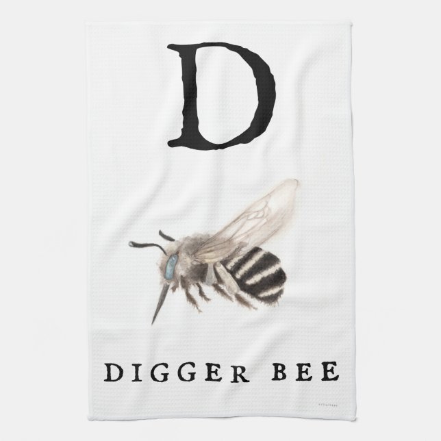 "D" Digger Bee  Kitchen Towel (Vertical)