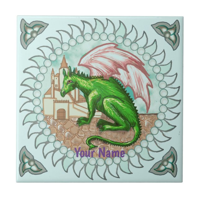 D Dragon  Ceramic Tile (Front)