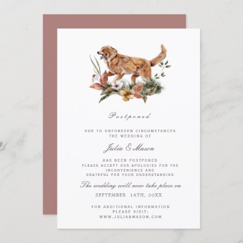 D  Fall Flowers  Dog   Postponed Wedding Invitation