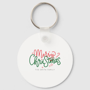 D Family Christmas Family Name Keychain
