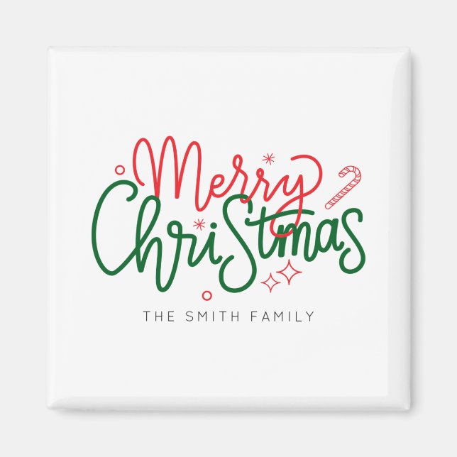 D Family Christmas Family Name  Magnet (Front)
