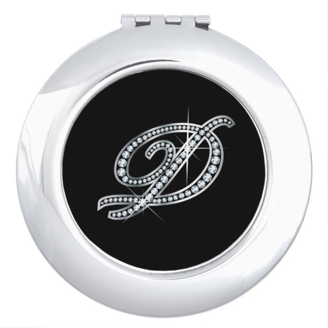 D Faux-"Diamond Bling" Pill Case Makeup Mirror (Front)