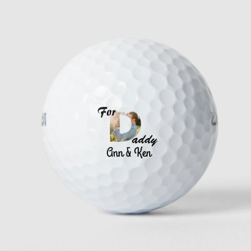 D for Daddy custom photo Golf Balls