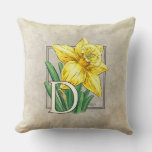 D For Daffodil Floral Monogram Throw Pillow at Zazzle