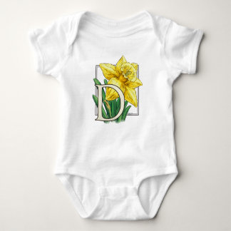 D for Daffodil Flower Monogram Baby Clothes Baby Bodysuit