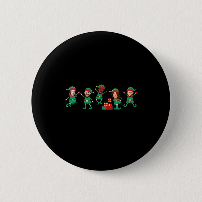 D Funny Face Photo Christmas Elf  Button (Front)