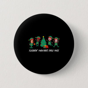 D Funny Face Photo Christmas Elf Button
