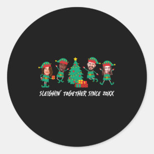 D Funny Face Photo Christmas Elf Classic Round Sticker