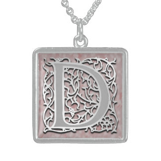 D Initial Monogram "Silver Stone" Necklace