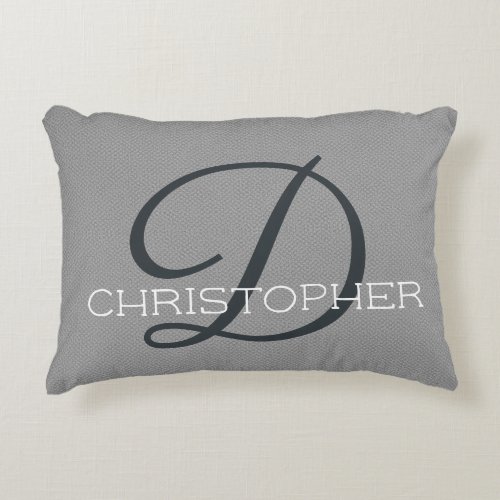 D Initial Personalized Name Black White Gray Accent Pillow