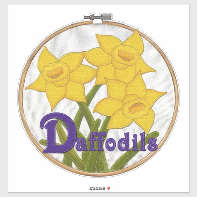 D is for Daffodils Felt Look Flowers  Sticker (Sheet)